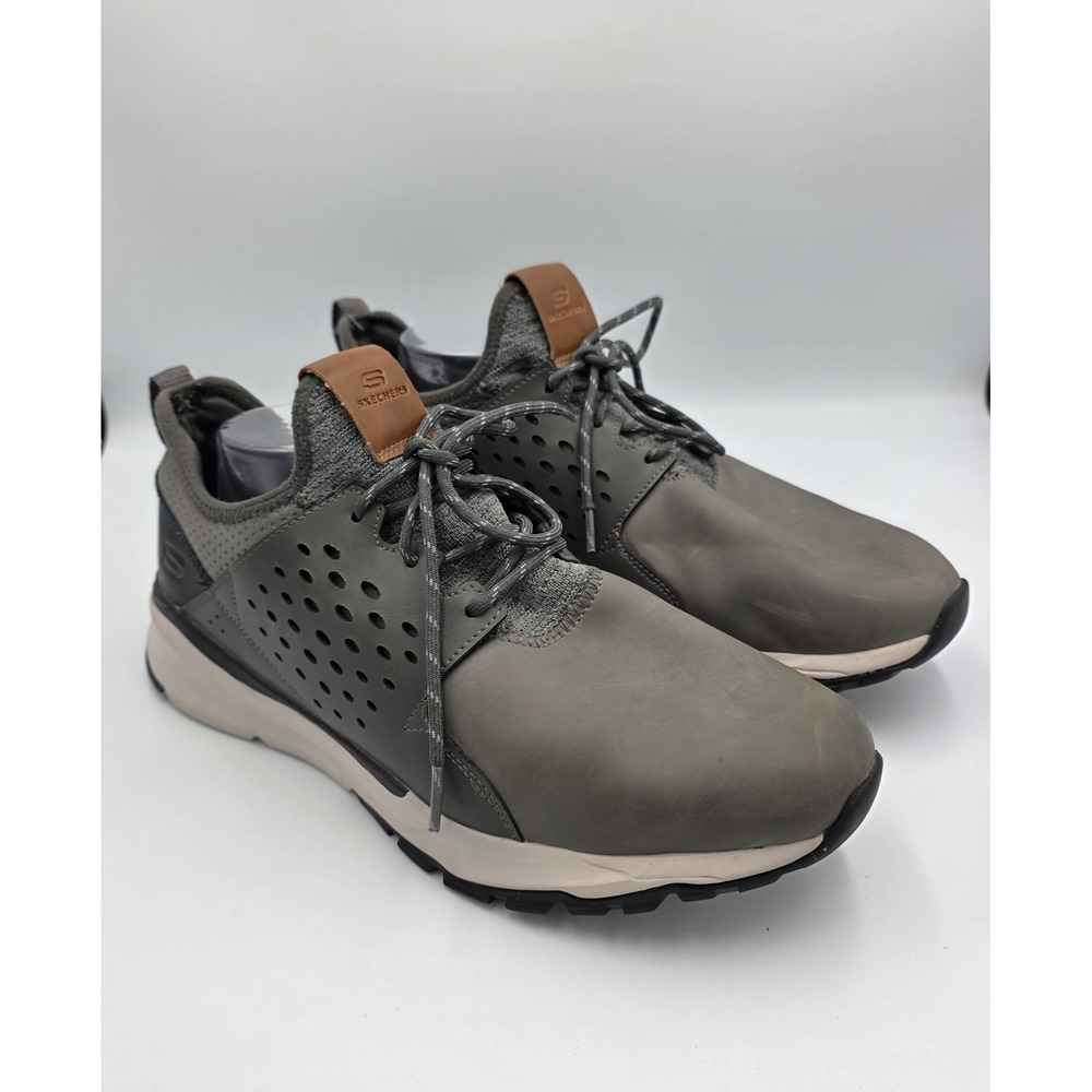 Skechers Relven Hemson Leather Sneaker Men's 11 Athletic Shoes‎ 65732 Gray Black